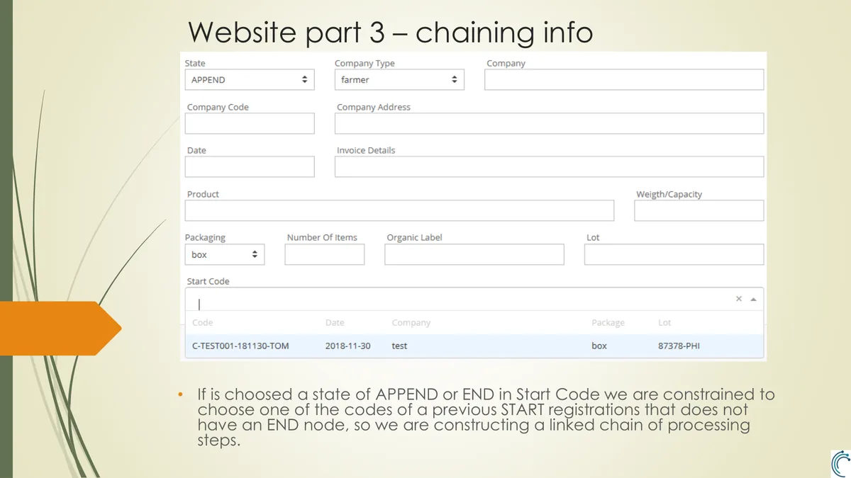 Append chain data